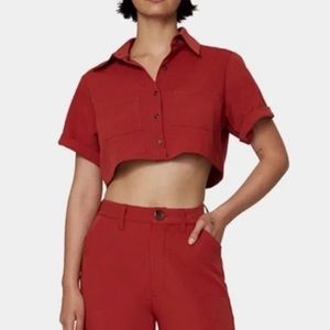 Weworewhat Danielle Bernstein Cropped Button Down Shirt